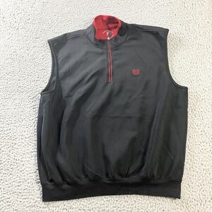 Fairway & Greene Tech Windbreaker Vest Mens XL Black Red 1/4 Zip Golf Pullover